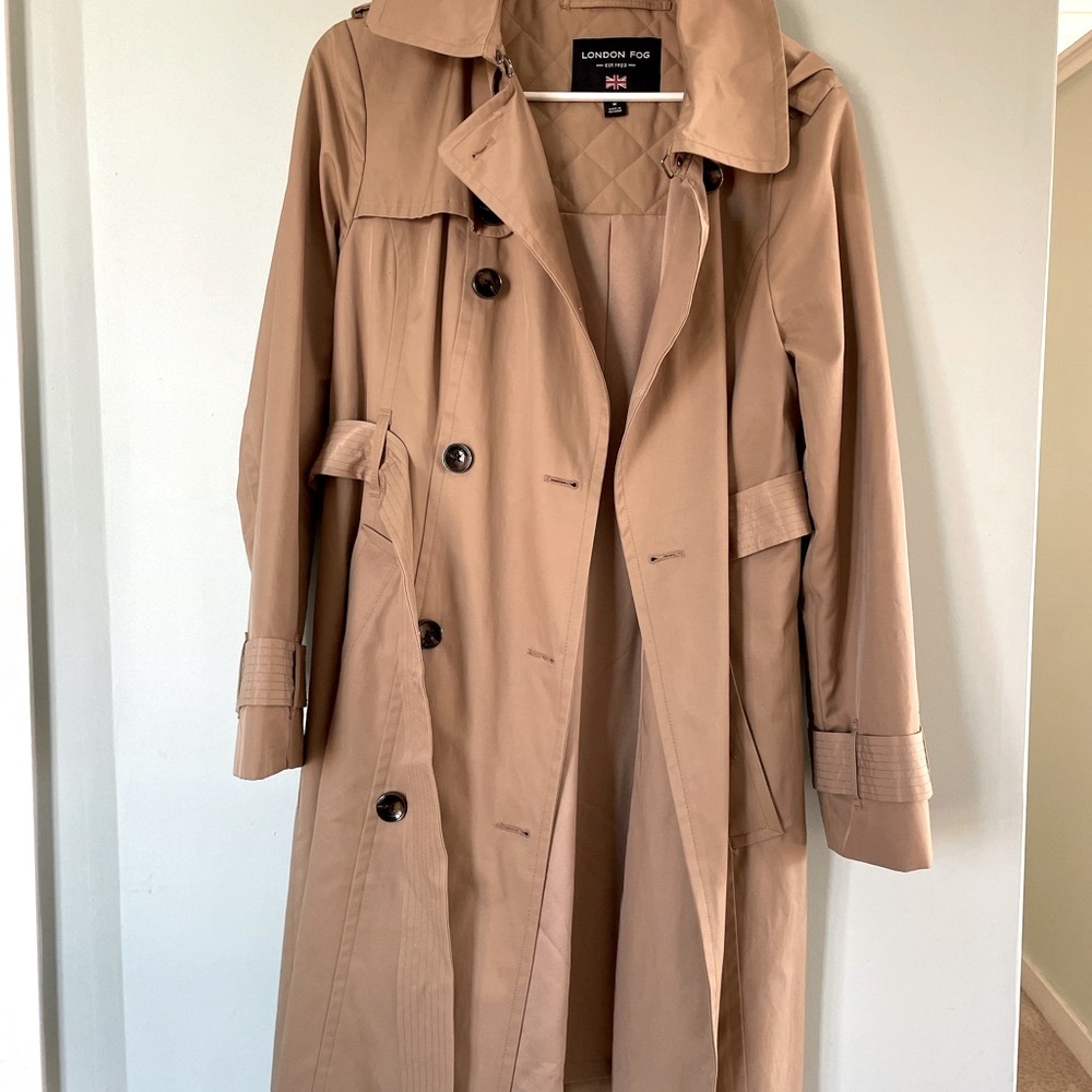 London Fog Tan Trench Coat Long Belted Classic